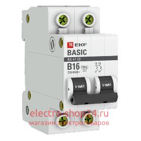 Автоматические выключатели ВА47-29 BASIC EKF с характеристикой C/В 4,5kA - магазин электротехники Electroshop