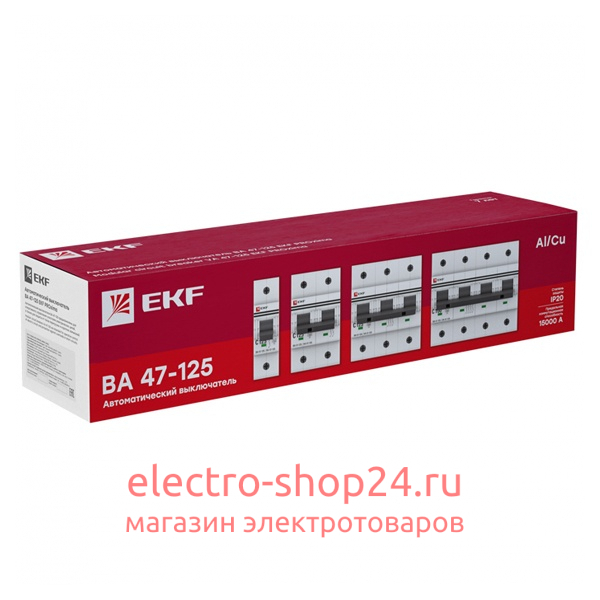 Автоматический выключатель 2P 100А (D) 15кА ВА 47-125 EKF PROxima (автомат) mcb47125-2-100D mcb47125-2-100D - магазин электротехники Electroshop