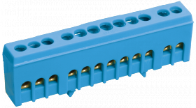 Шина N "синий" в корпусном изоляторе на DIN-рейку ШНИ-6*9-10-К-Синий ШНИ-6*9-10-К-Синий - магазин электротехники Electroshop