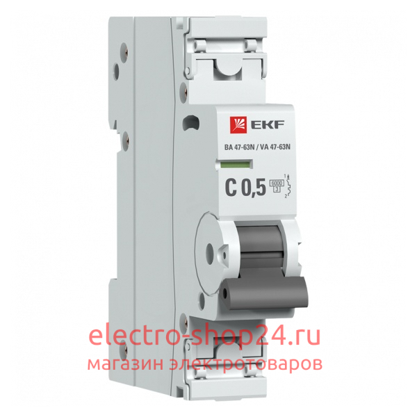 Автоматический выключатель 1P 0,5А (C) 6кА ВА 47-63N EKF PROxima (автомат) M63610T5C M63610T5C - магазин электротехники Electroshop