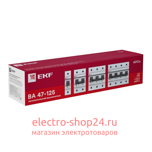Автоматический выключатель 2P 125А (C) 15кА ВА 47-125 EKF PROxima (автомат) mcb47125-2-125C mcb47125-2-125C - магазин электротехники Electroshop