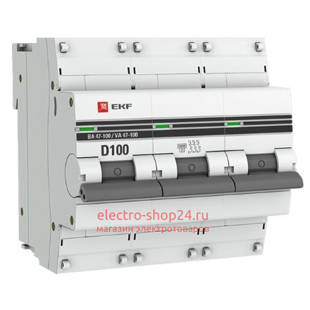 Автоматический выключатель 3P 100А (D) 10kA ВА 47-100 EKF PROxima (автомат) mcb47100-3-100D-pro mcb47100-3-100D-pro - магазин электротехники Electroshop
