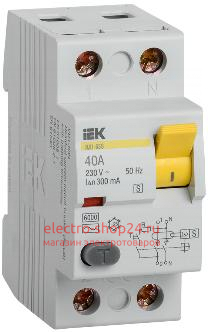 УЗО ВД1-63S 2Р 40А 300мА тип AC селективное ИЭК (ВДТ) MDV12-2-040-300 MDV12-2-040-300 - магазин электротехники Electroshop