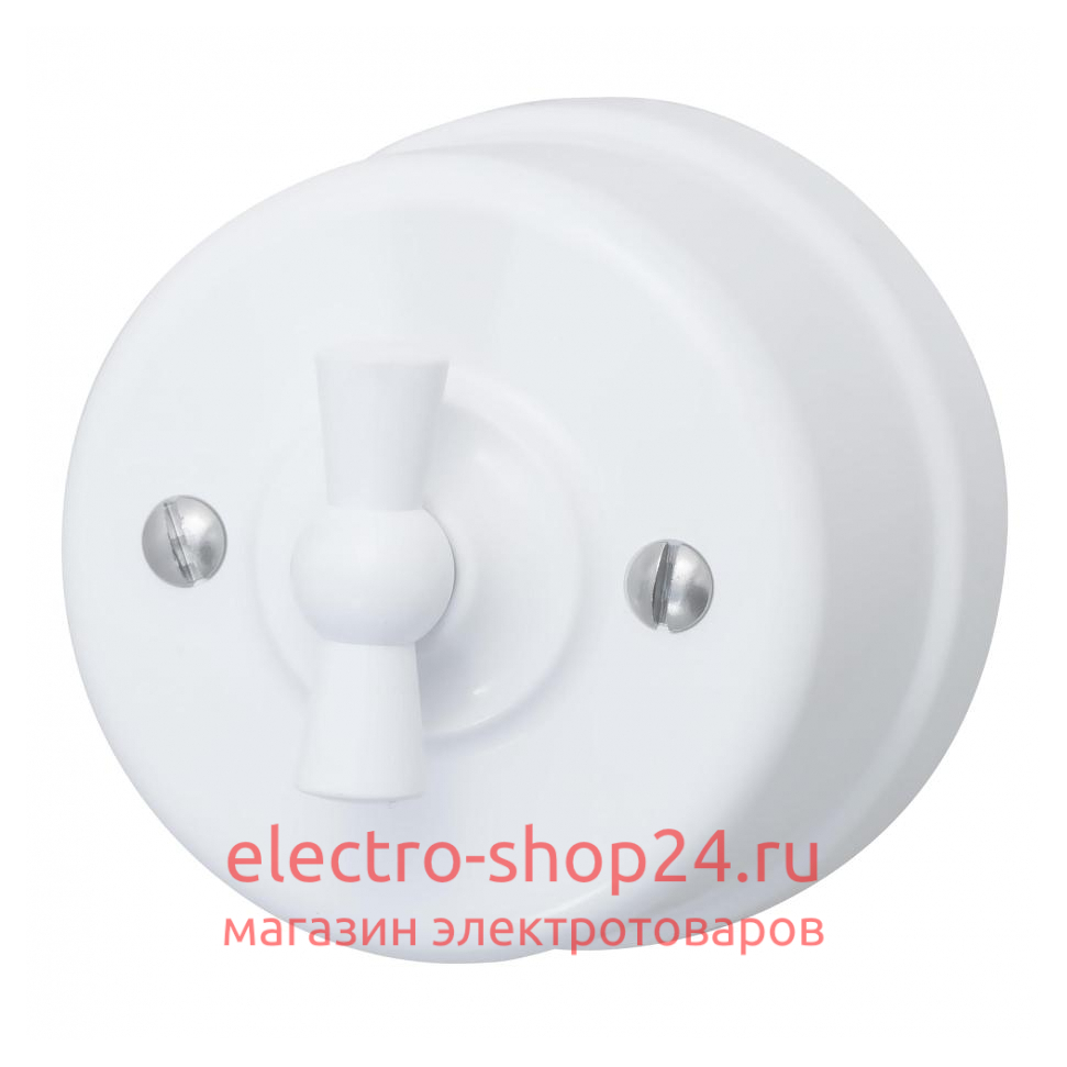 Выключатель перекрестный 1-клавишный ОП Bironi Лизетта пластик цвет белый B1-203-21  B1-203-21 - магазин электротехники Electroshop