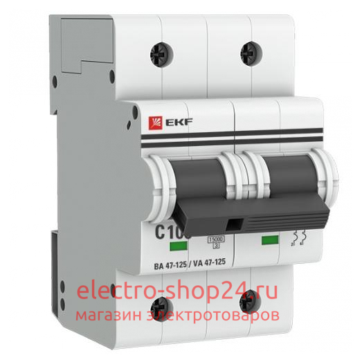 Автоматический выключатель 2P 100А (C) 15кА ВА 47-125 EKF PROxima (автомат) mcb47125-2-100C mcb47125-2-100C - магазин электротехники Electroshop