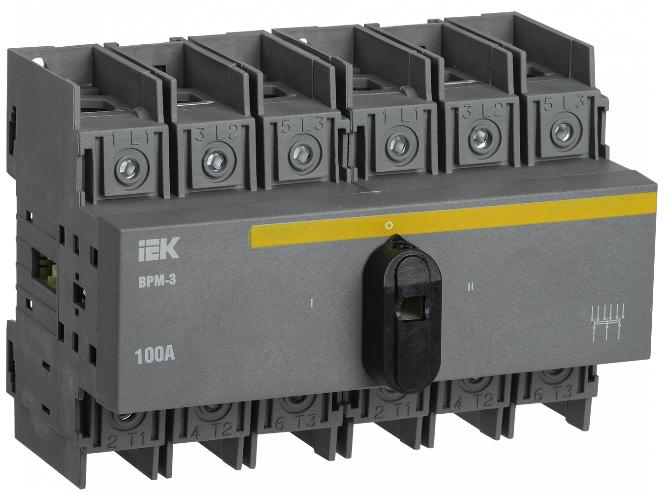 Выключатель-разъединитель модульный ВРМ-3 3P 100А IEK реверсивный 8 модулей MVR30-3-100 MVR30-3-100 - магазин электротехники Electroshop