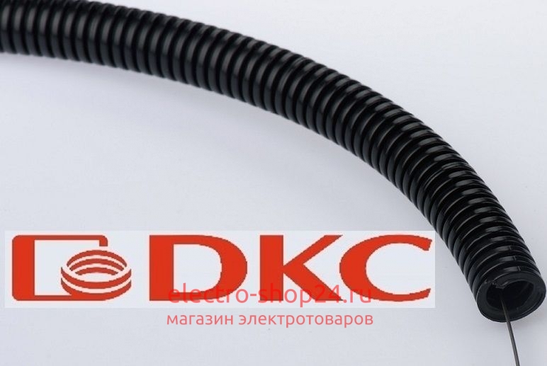 Труба ПНД гофрированная DKC д.25мм, лёгкая с протяжкой, цвет чёрный 71725 (бухта 50м) 71725 - магазин электротехники Electroshop