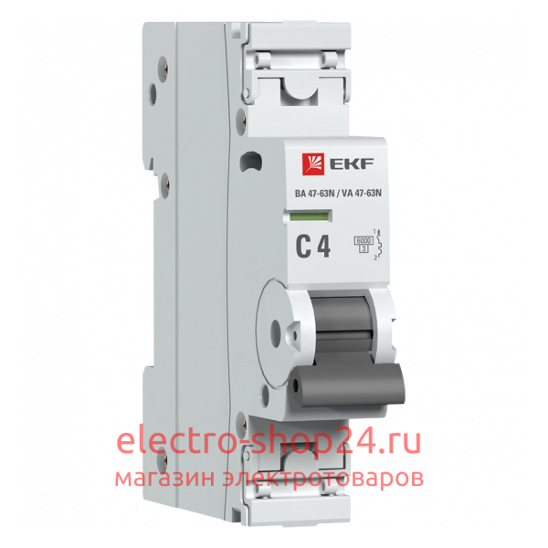 Автоматический выключатель 1P 4А (C) 6кА ВА 47-63N EKF PROxima (автомат) M636104C M636104C - магазин электротехники Electroshop