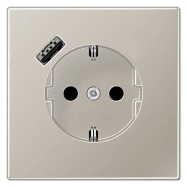 Розетка с заземлением и с USB-зарядным устройством тип С Jung LS Нержавеющая сталь ES1520-18C-L ES1520-18C-L - магазин электротехники Electroshop