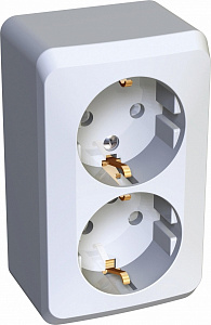 Розетка двойная c/з со шторками  Systeme Electric Этюд белая PA16-008B PA16-008B - магазин электротехники Electroshop