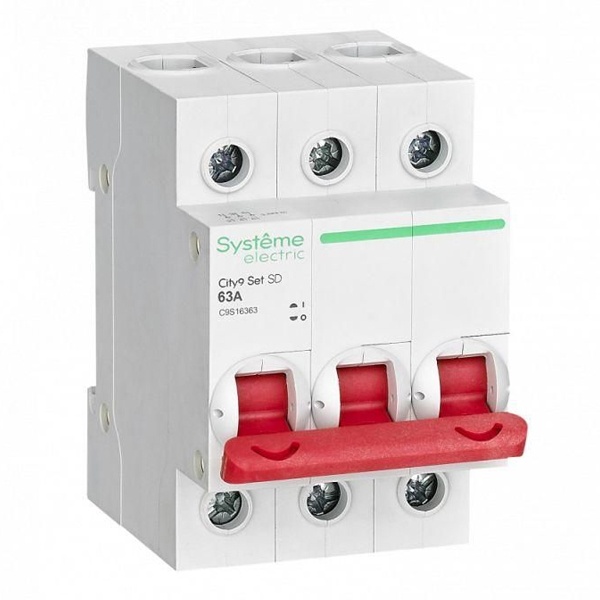 Рубильник модульный 3P 63А 400В трехфазный City9 Set Systeme Electric (выключатель нагрузки) C9S16363 C9S16363 - магазин электротехники Electroshop