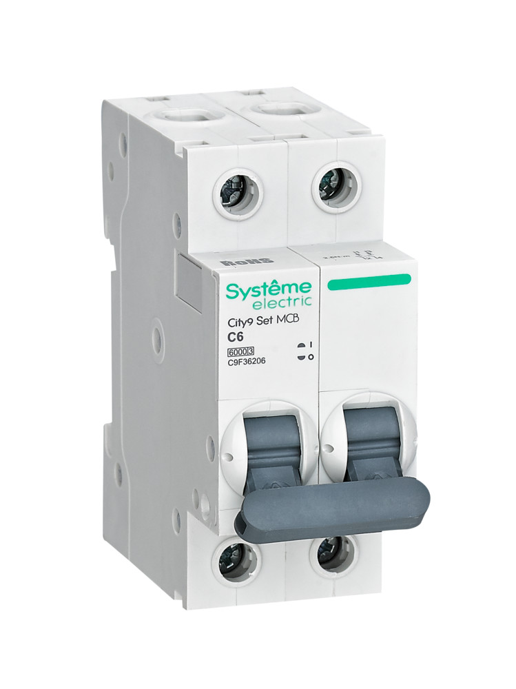 Автоматический выключатель Systeme Electric City9 Set 2П 6А С 6кА 230В (автомат) C9F36206 C9F36206 - магазин электротехники Electroshop