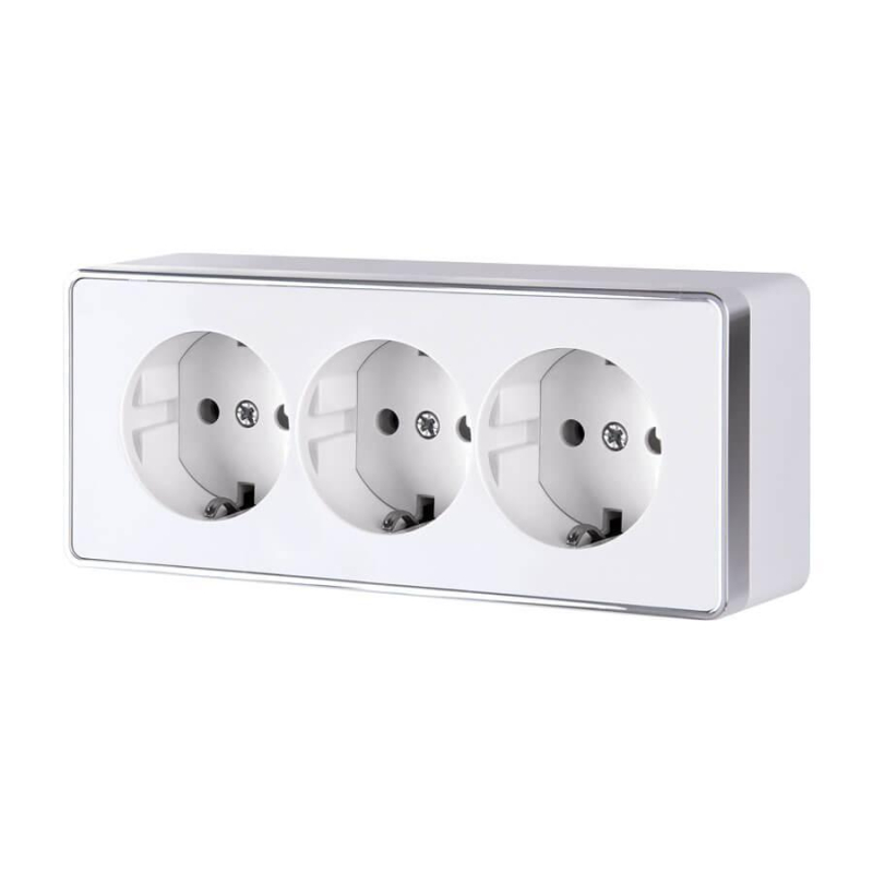 Розетка тройная с заземлением и шторками Werkel Gallant белый W5073101 4690389163913 4690389163913 - магазин электротехники Electroshop