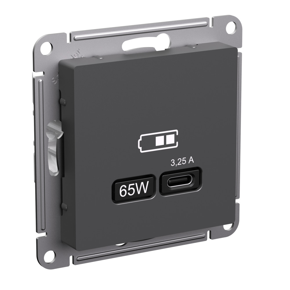 Зарядка USB тип С 65W высокоскоростная зарядка QC, PD AtlasDesign Systeme Electric базальт ATN001427 ATN001427 - магазин электротехники Electroshop