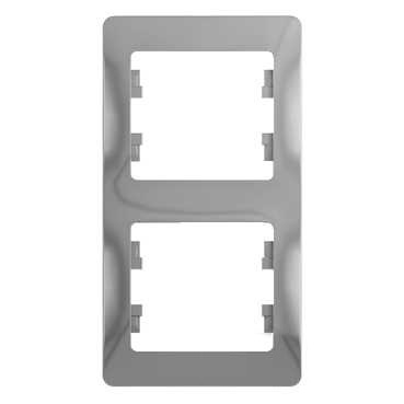 Рамка Schneider Electric Glossa 2-постовая, вертикальная, алюминий GSL000306 GSL000306 - магазин электротехники Electroshop