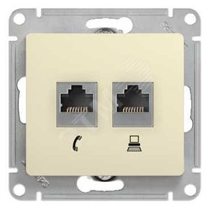 Розетка двойная компьютерная RJ45+RJ45 кат.5E механизм Schneider Electric Glossa бежевый GSL000285KK GSL000285KK - магазин электротехники Electroshop