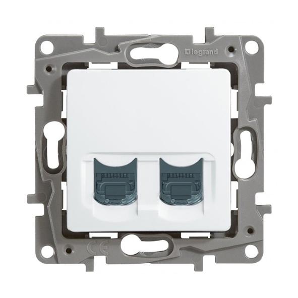 Розетка компьютерная двойная Legrand Etika 2xRJ45 кат. 5e UTP, белый 672255 672255 - магазин электротехники Electroshop