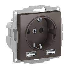 Зарядка розетка с/з 16А + USB A+С 5В/2,4А/3,0А, 2х5В/1,5А AtlasDesign мокко Systeme Electric ATN000632 ATN000632 - магазин электротехники Electroshop