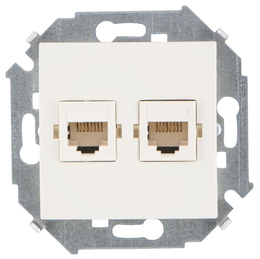 Розетка компьютерная двойная RJ45 кат.5е Systimax Simon 15 слоновая кость 1591593-031 1591593-031 - магазин электротехники Electroshop