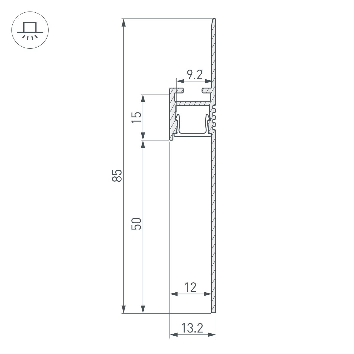 Профиль-плинтус для светодиодных лент и линеек Arlight ARH-PLINTUS-50-FANTOM-3000 RAL7044 (Алюминий) 041776 041776 - магазин электротехники Electroshop