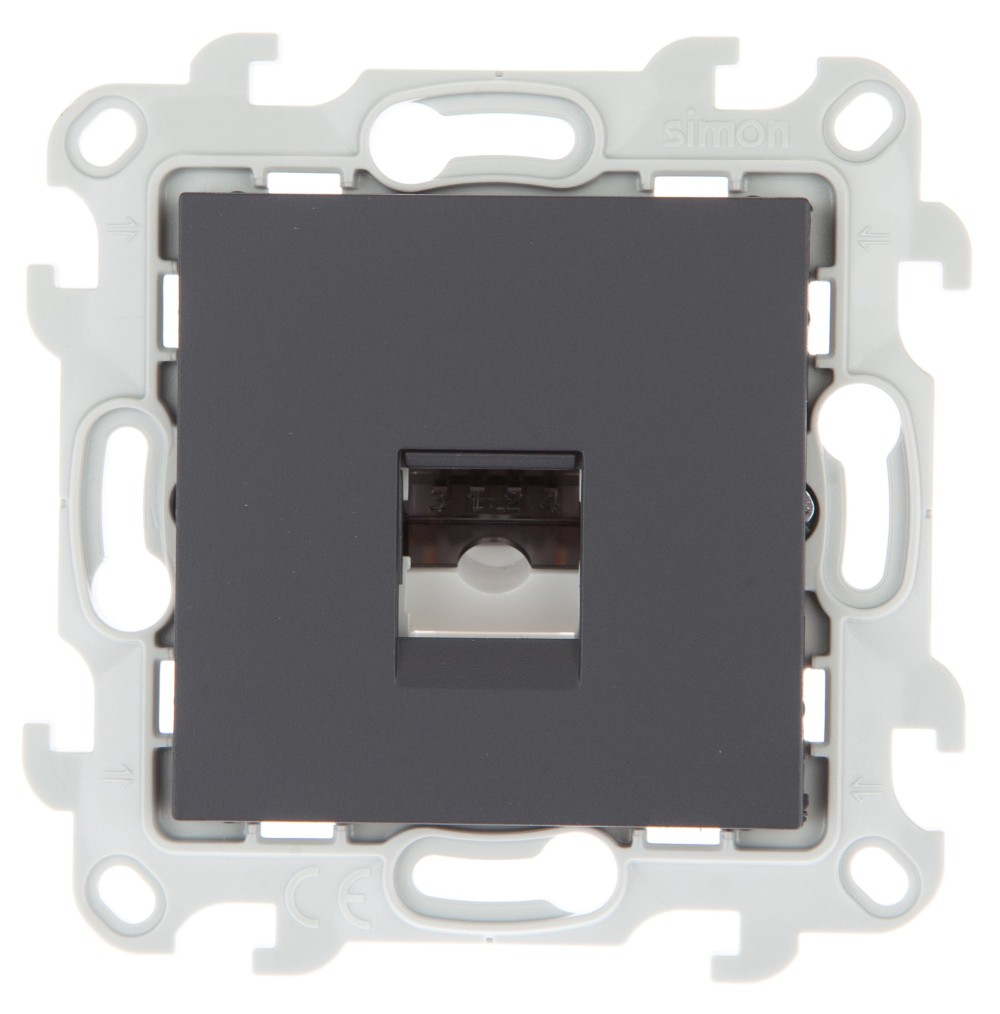 Розетка телефонная RJ11 Simon 24 Harmonie графит 2410480-038 2410480-038 - магазин электротехники Electroshop
