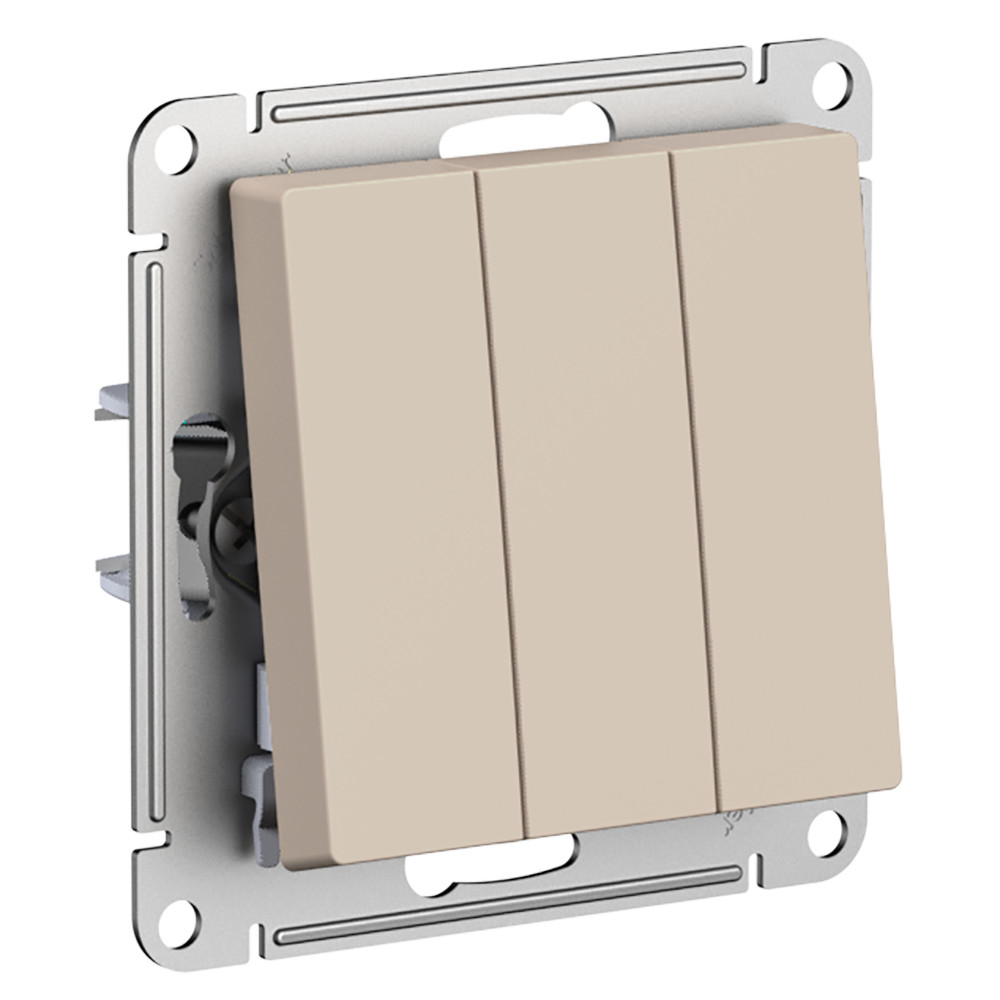 Трехклавишный выключатель 10АХ AtlasDesign песочный Systeme Electric ATN001231 ATN001231 - магазин электротехники Electroshop
