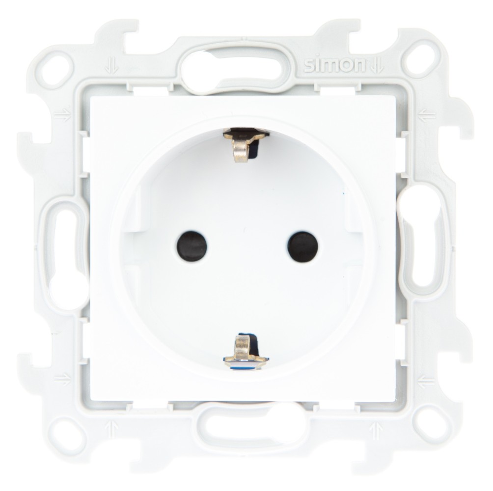 Розетка 2К+З Schuko с защитными шторками Simon 24 Harmonie белый 2450432-030 2450432-030 - магазин электротехники Electroshop
