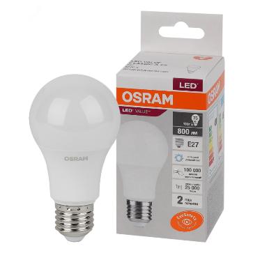 Лампа светодиодная OSRAM 10W 6500K LED Value LVCLA75 10SW/865 (75W) 230V E27 800Lm 4058075578913 4058075578913 - магазин электротехники Electroshop