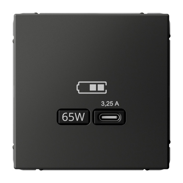 Зарядка USB ArtGallery тип-C 65Вт QC PD базальт Systeme Electric GAL001427 GAL001427 - магазин электротехники Electroshop