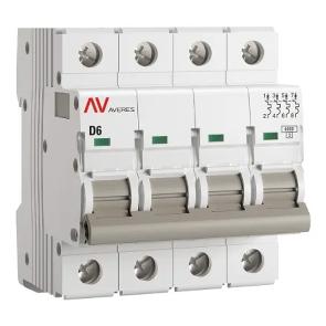 Выключатель автоматический EKF AVERES AV-6 6A (D) 4P трехфазный 6kA mcb6-4-06D-av mcb6-4-06D-av - магазин электротехники Electroshop