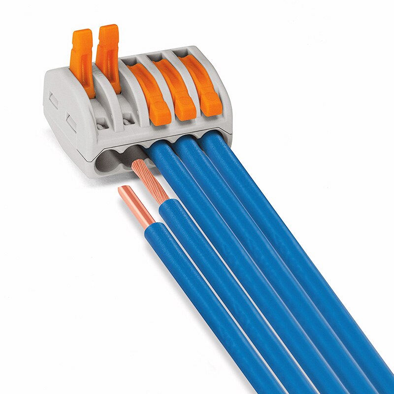 Клеммник WAGO 5 (одножильных или многожильных) х 0,08-4мм2 32A Cu 222-415 222-415 - магазин электротехники Electroshop