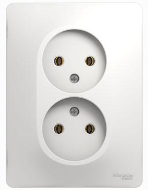 Розетка двойная без заземления16А в сборе Schneider Electric Glossa белый GSL000120 GSL000120 - магазин электротехники Electroshop