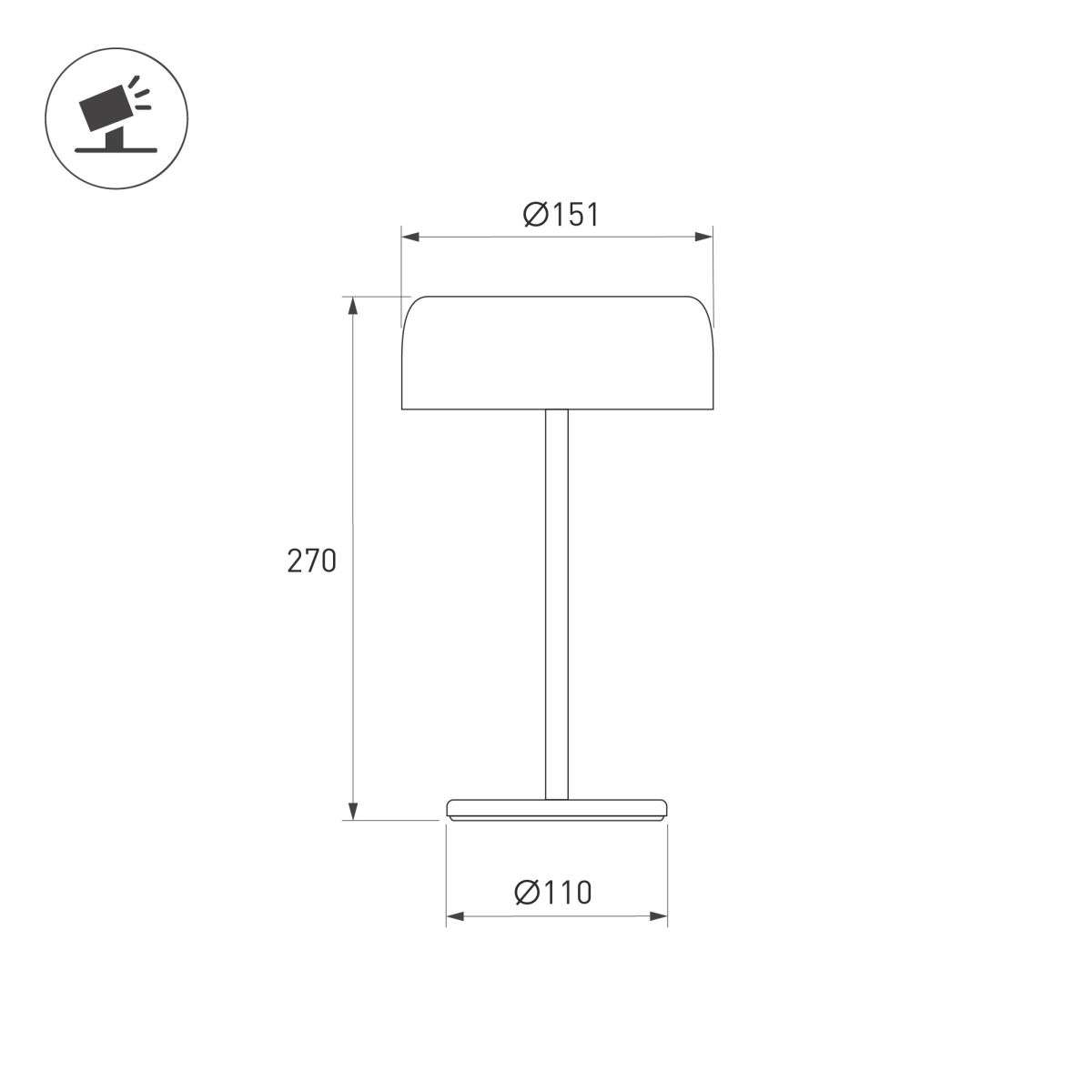 Настольная лампа аккумуляторная Arlight SP-KWALLEN-4.7W Warm2700 (Черный, 130 deg, 5V) (IP54 Металл) 060829 060829 - магазин электротехники Electroshop