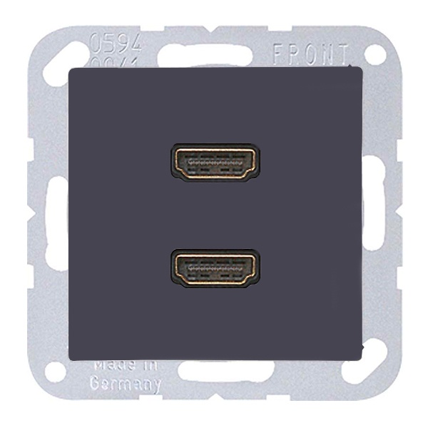 Розетка HDMI 2 местная Jung A Антрацит механихм+накладка MAA1133ANM MAA1133ANM - магазин электротехники Electroshop