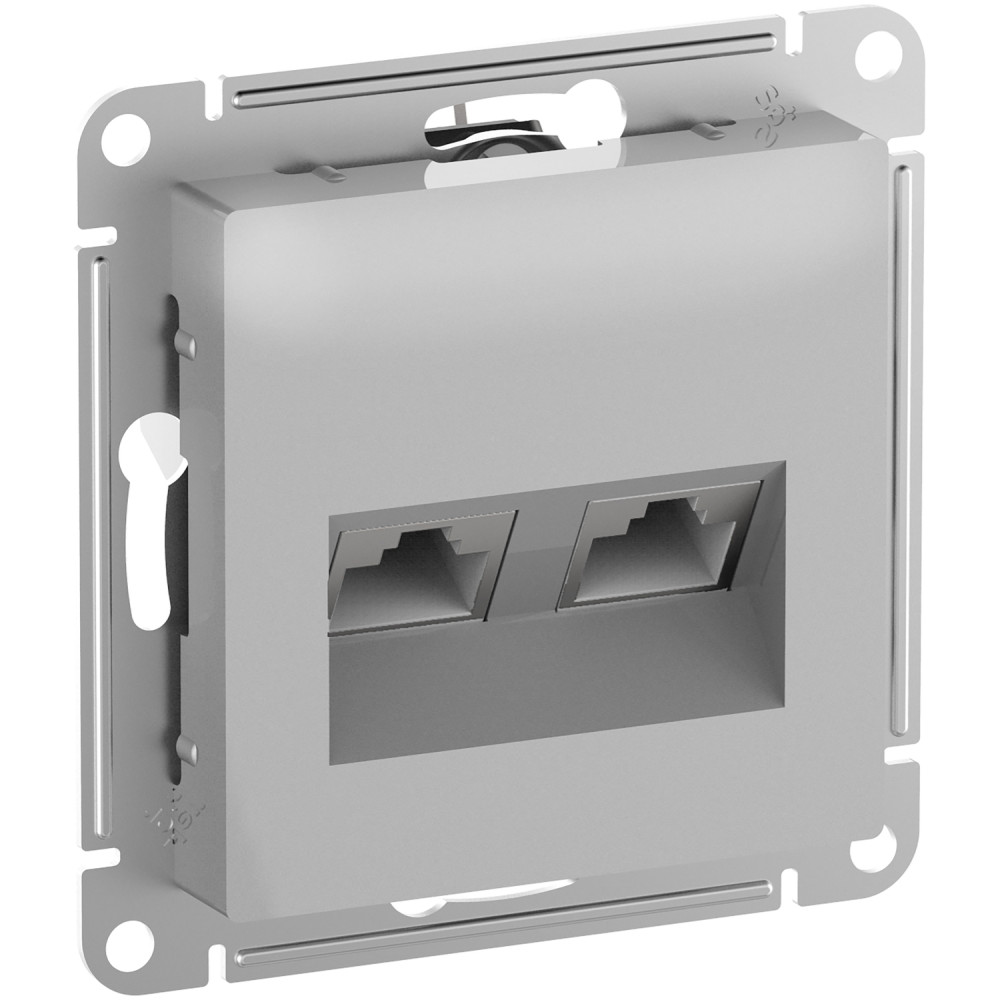 Розетка двойная компьютерная RJ45+RJ45 кат 6А AtlasDesign алюминий Systeme Electric ATN000388 ATN000388 - магазин электротехники Electroshop