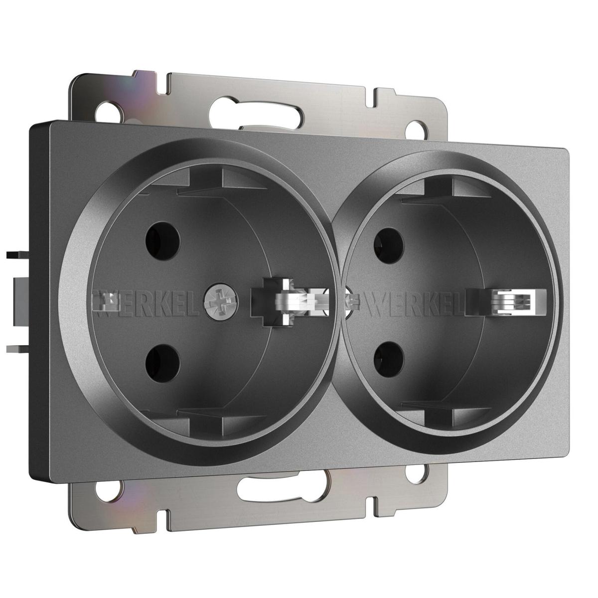 Розетка двойная с заземлением Werkel W1172064 4690389194443 a063107 4690389194443 - магазин электротехники Electroshop