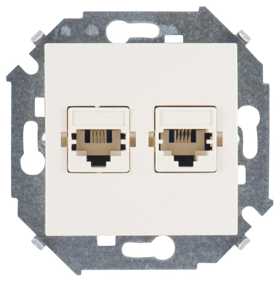 Розетка телефонная двойная RJ11 Simon 15 слоновая кость 1591589-031 1591589-031 - магазин электротехники Electroshop
