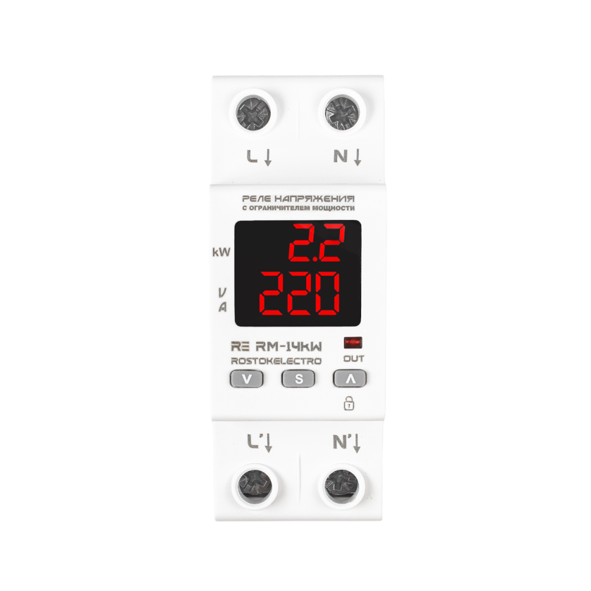 Реле напряжения с ограничителем мощности RE серии RМ–14 kW ROSTOKELECTRO 46-367 46-367 - магазин электротехники Electroshop