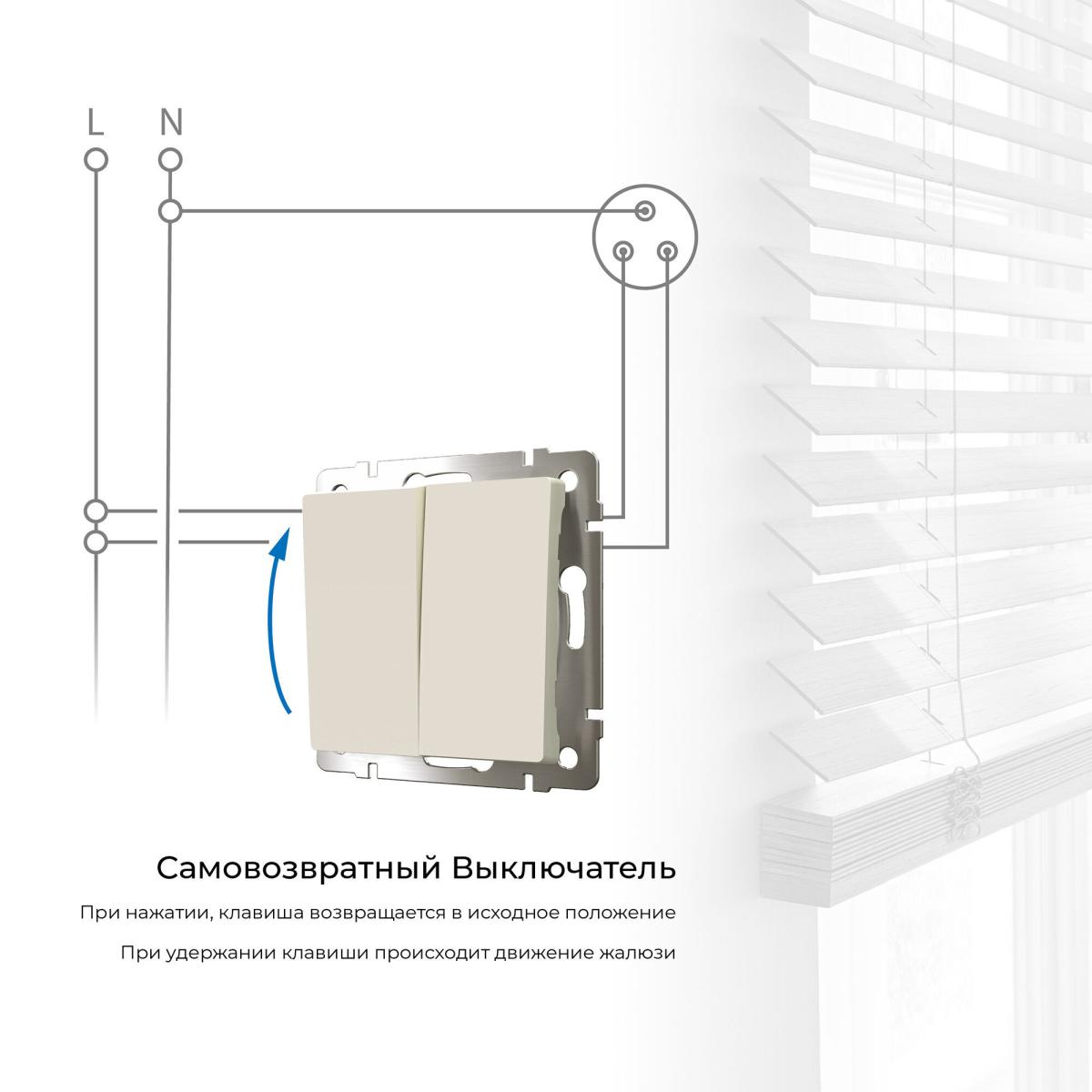 Выключатель двухклавишный с самовозвратом Werkel 4690389192326 W1122403 a062573 4690389192326 - магазин электротехники Electroshop