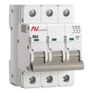 Выключатель автоматический EKF AVERES AV-6 63A (B) 3P трехфазный 6kA mcb6-3-63B-av mcb6-3-63B-av - магазин электротехники Electroshop