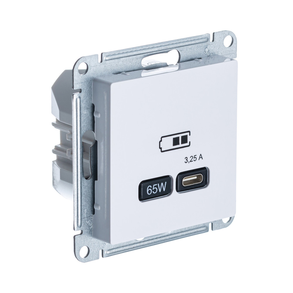 Зарядка USB тип С 65W высокоскоростная зарядка QC, PD AtlasDesign лотос Systeme Electric ATN001327 ATN001327 - магазин электротехники Electroshop