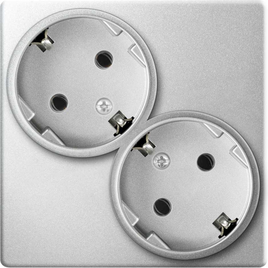 Розетка 2х2К+З Schuko без защитных шторок Simon 24 Harmonie алюминий 2450459-033 2450459-033 - магазин электротехники Electroshop