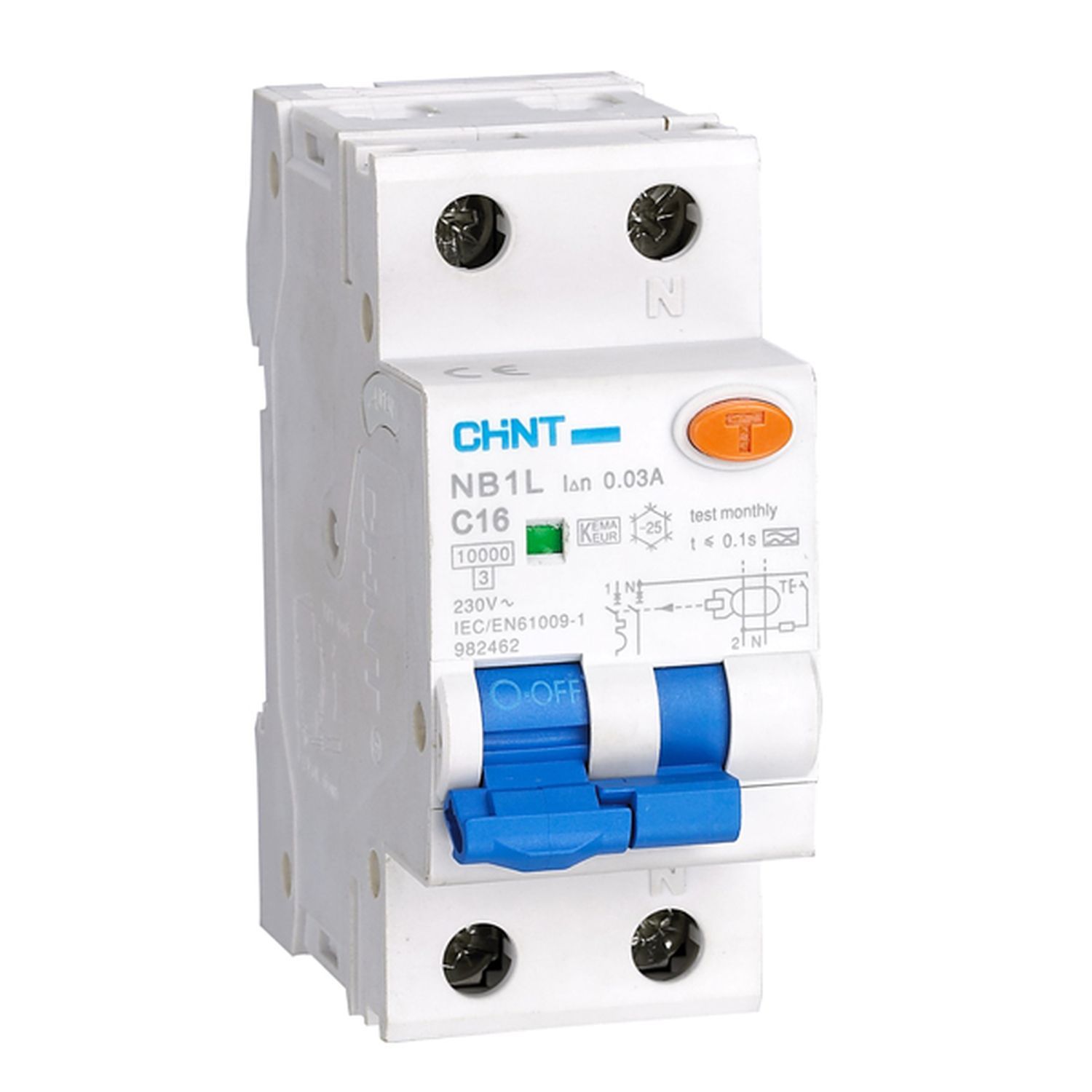 Дифференциальный автомат NB1L 1P+N B10 30mA тип A 6кА (36mm) (R) CHINT АВДТ 203005 203005 - магазин электротехники Electroshop