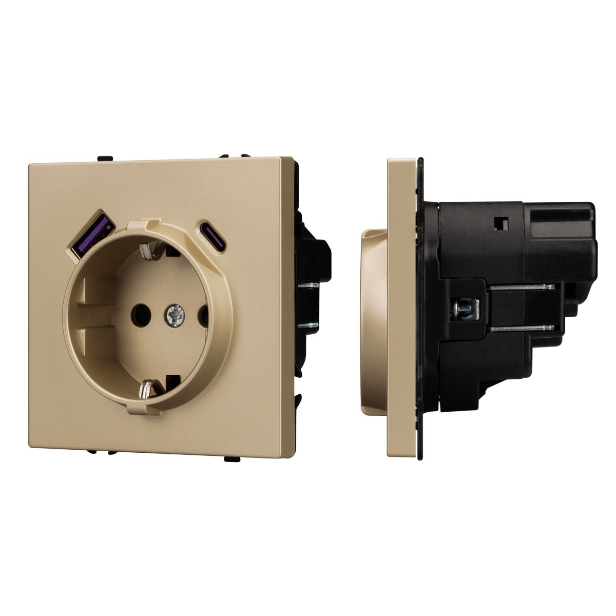 Розетка зк со шторками с USB тип А+С софт-тач золотой песок Arlight SCT-MUAC-SFPL-GD (250V, 16A) 054286(1) 054286(1) - магазин электротехники Electroshop