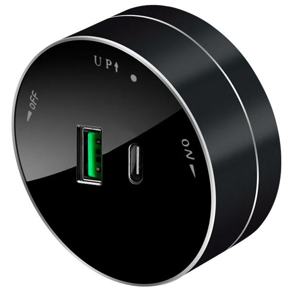 Розетка для зарядки MuitiTrack 2хUSB (тип А+С) круглая 18Вт 5В 3А антрацит Systeme Electric MTK13003B MTK13003B - магазин электротехники Electroshop