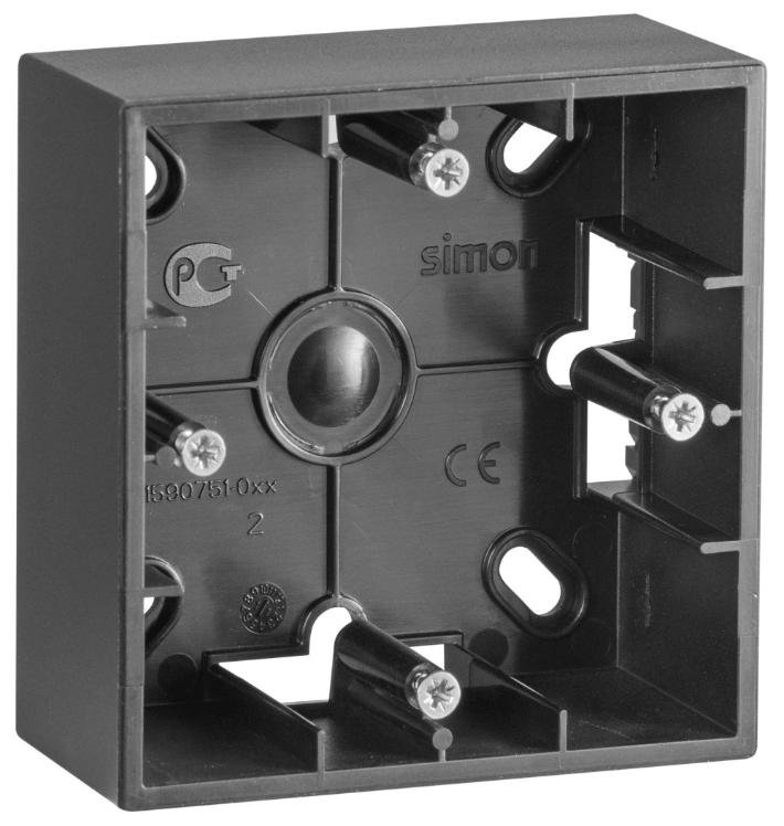 Коробка для накладного монтажа 1 пост Simon 15 графит 1590751-038 1590751-038 - магазин электротехники Electroshop