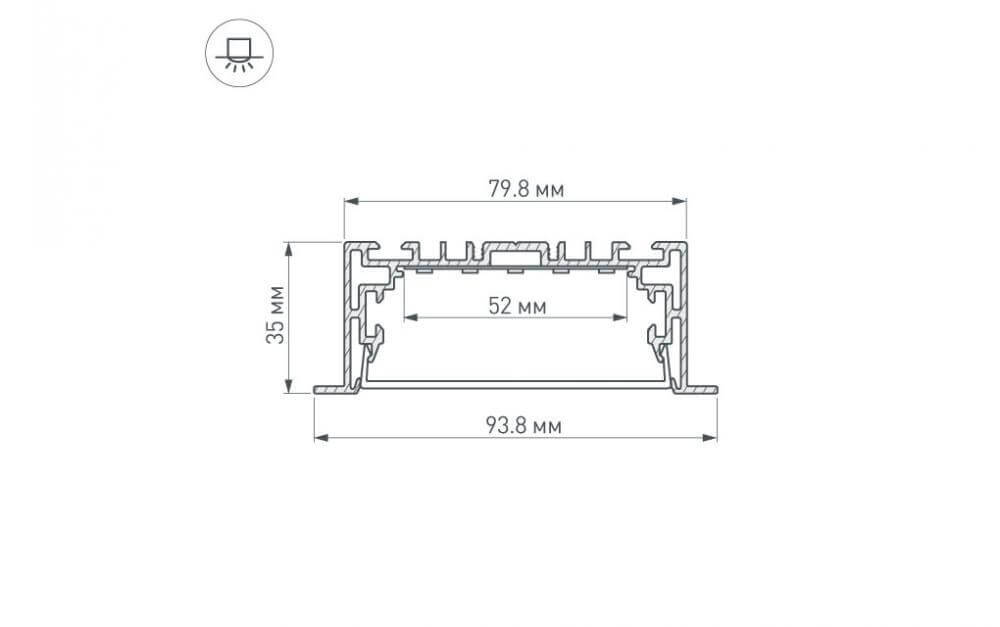 Профиль с экраном Arlight S2-LINIA94-F-2500 ANOD+OPAL 021178 021178 - магазин электротехники Electroshop