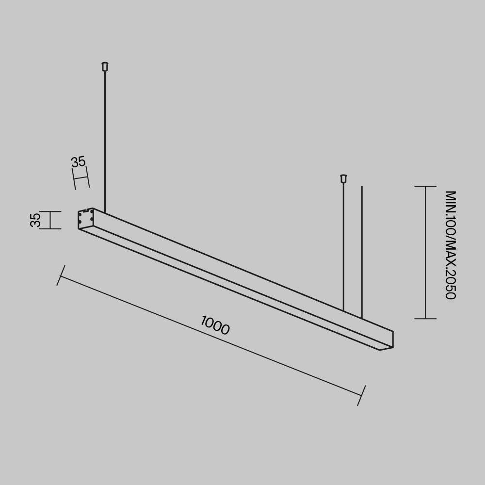Линейный подвесной светильник Maytoni Technical 4000K 35x35 (Серебро, 1 м) LL312004 LL312004 - магазин электротехники Electroshop