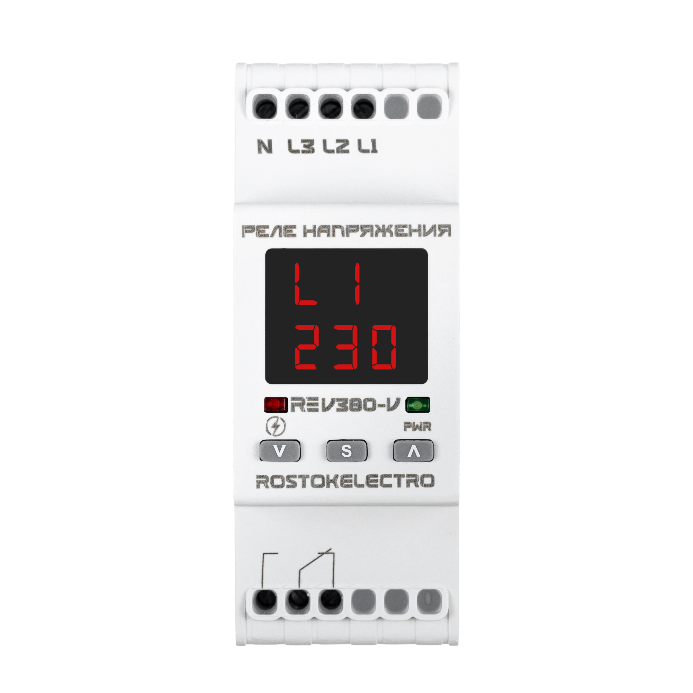 Реле напряжения трехфазное RE V-380V на DIN-рейку ROSTOKELECTRO 46-718 46-718 - магазин электротехники Electroshop