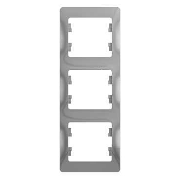 Рамка Schneider Electric Glossa 3-постовая, вертикальная, алюминий GSL000307 GSL000307 - магазин электротехники Electroshop